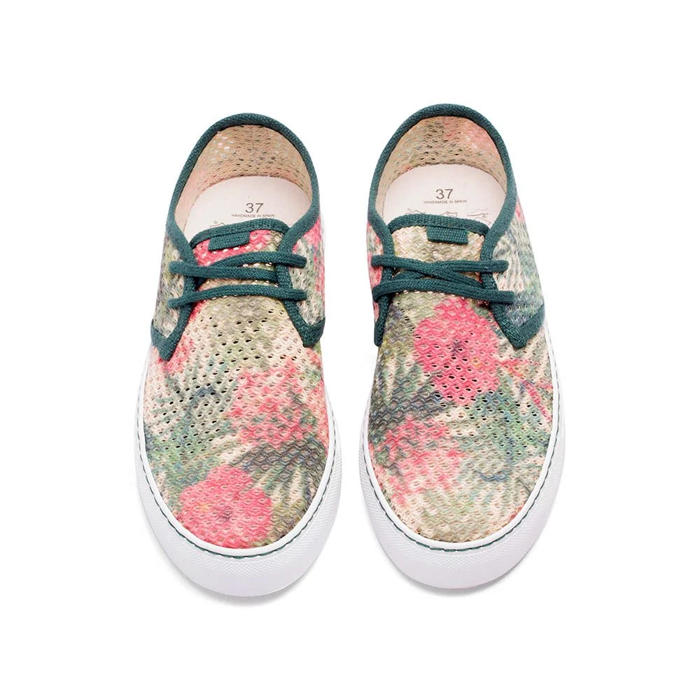 Vegan sneaker mesh white flowers SID014 - Image 3