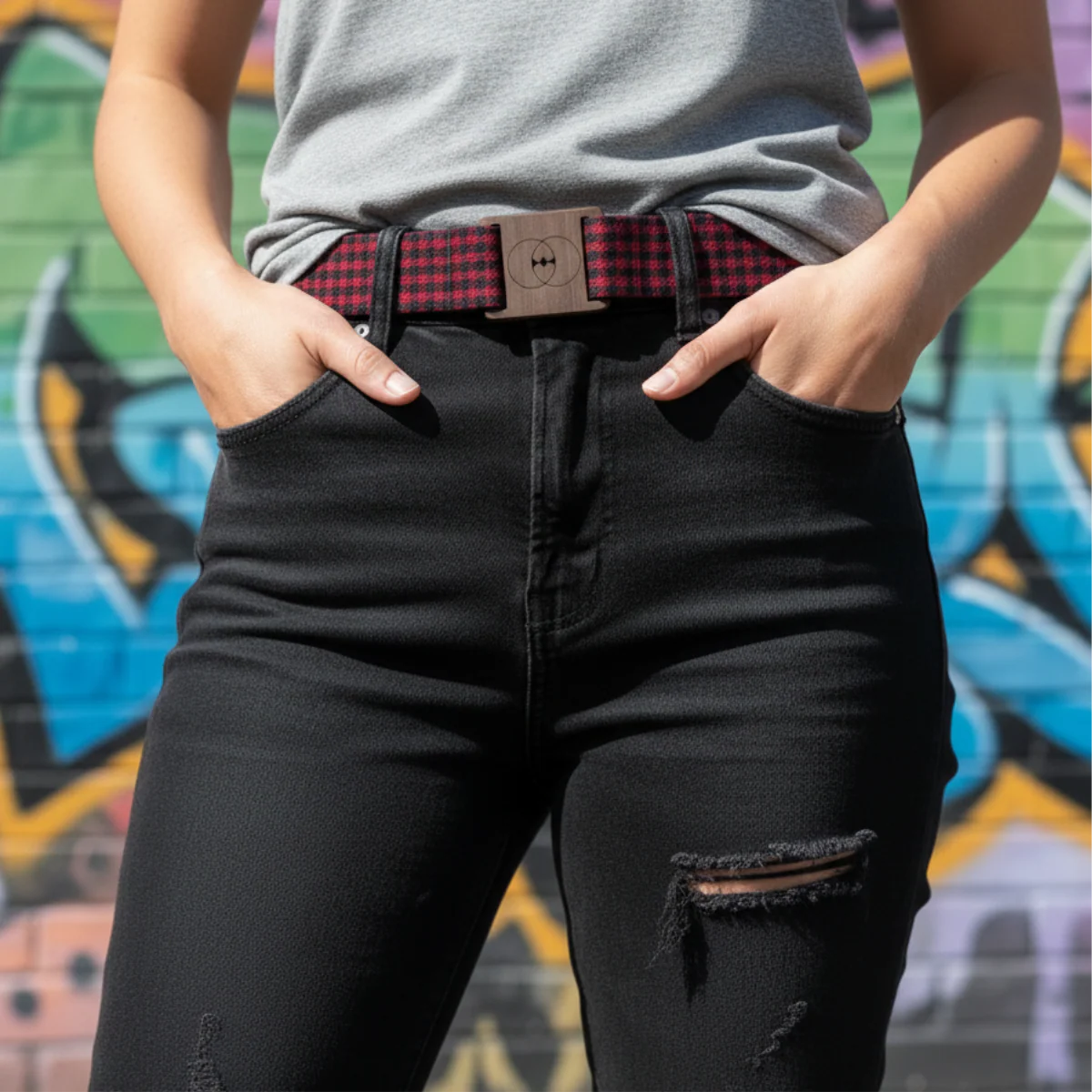 Vegan belt pdg red GAU014 - Image 2