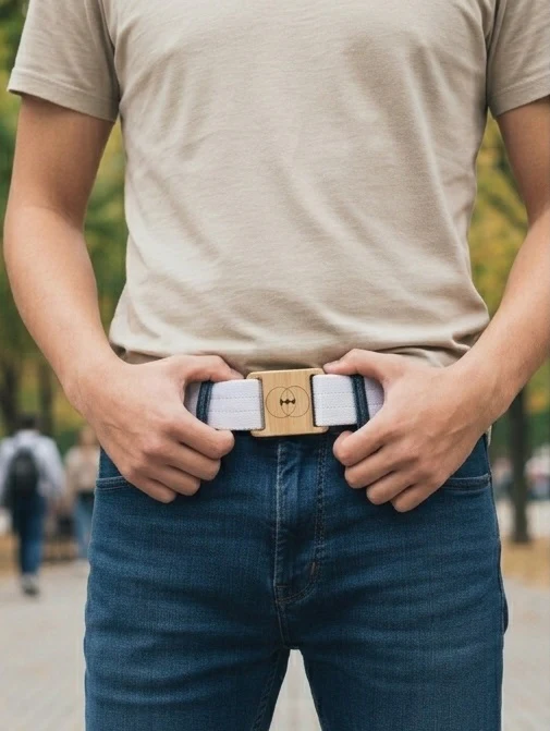Vegan belt white GAU005 - Image 3