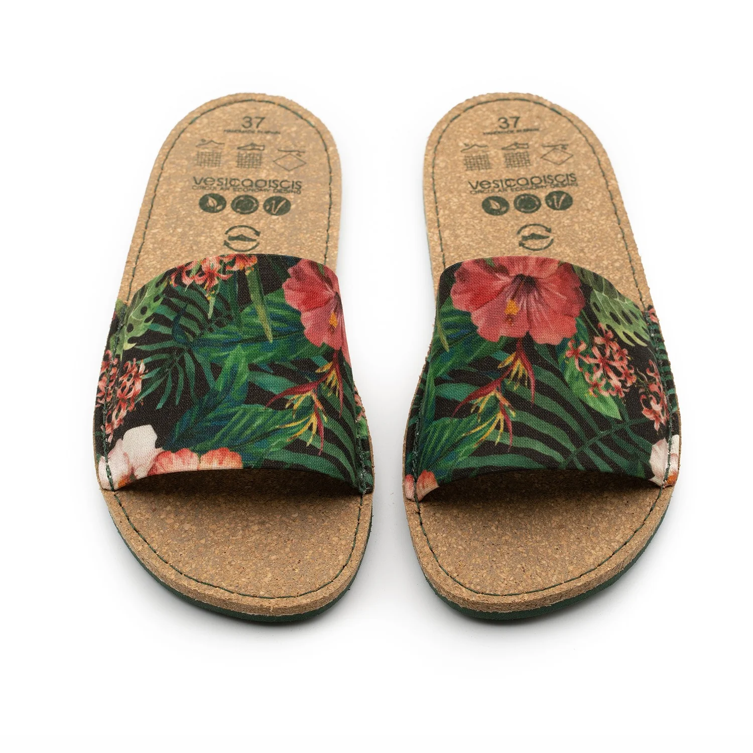 Vegan sandal black flowers GAN019 - Image 2