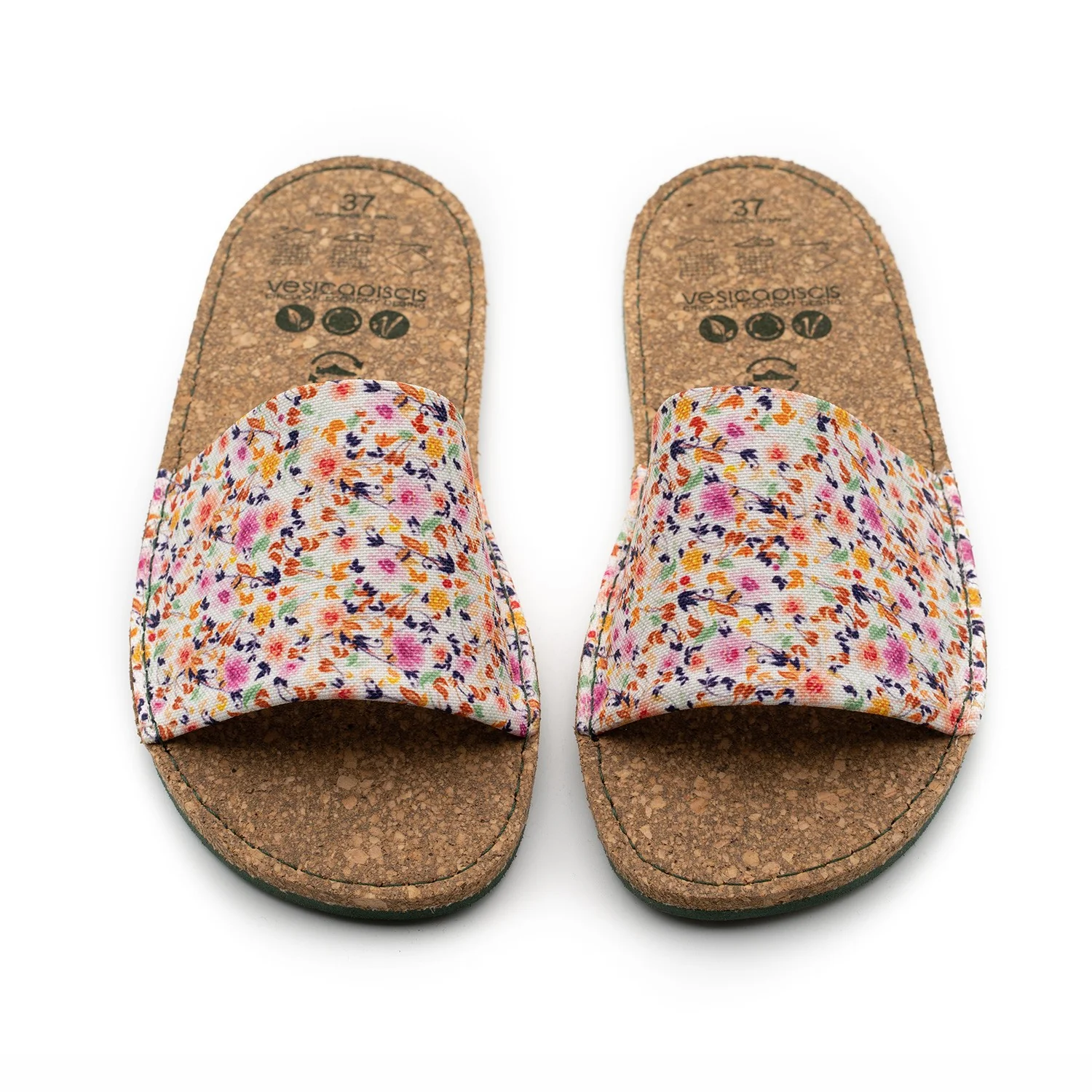 Vegan sandal white flowers BEA020 - Image 2