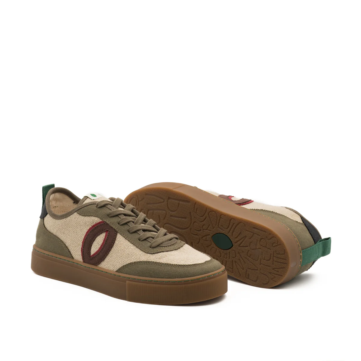 Vegan sneaker linen natural-kaki BRI017 - Image 2