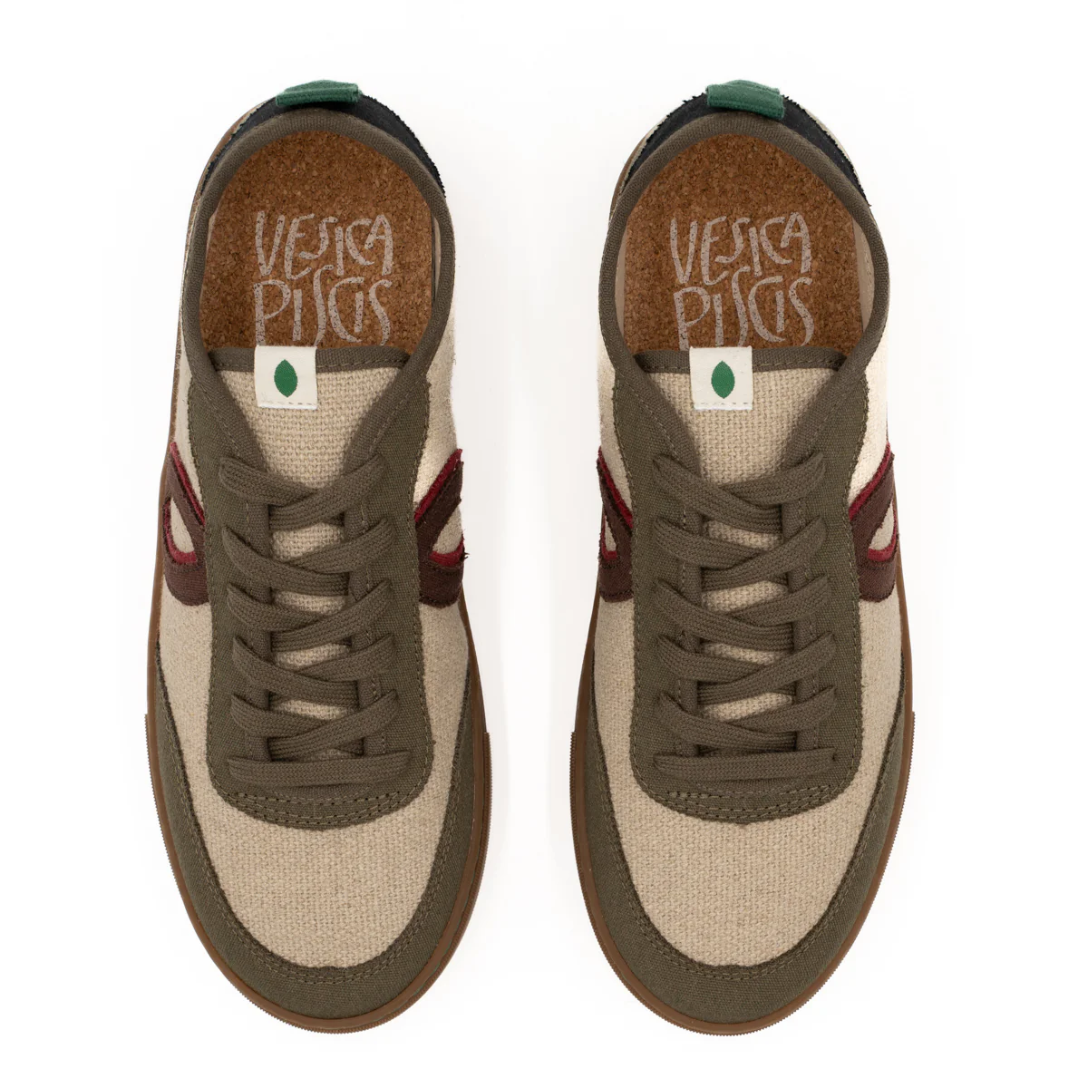Vegan sneaker linen natural-kaki BRI017 - Image 3