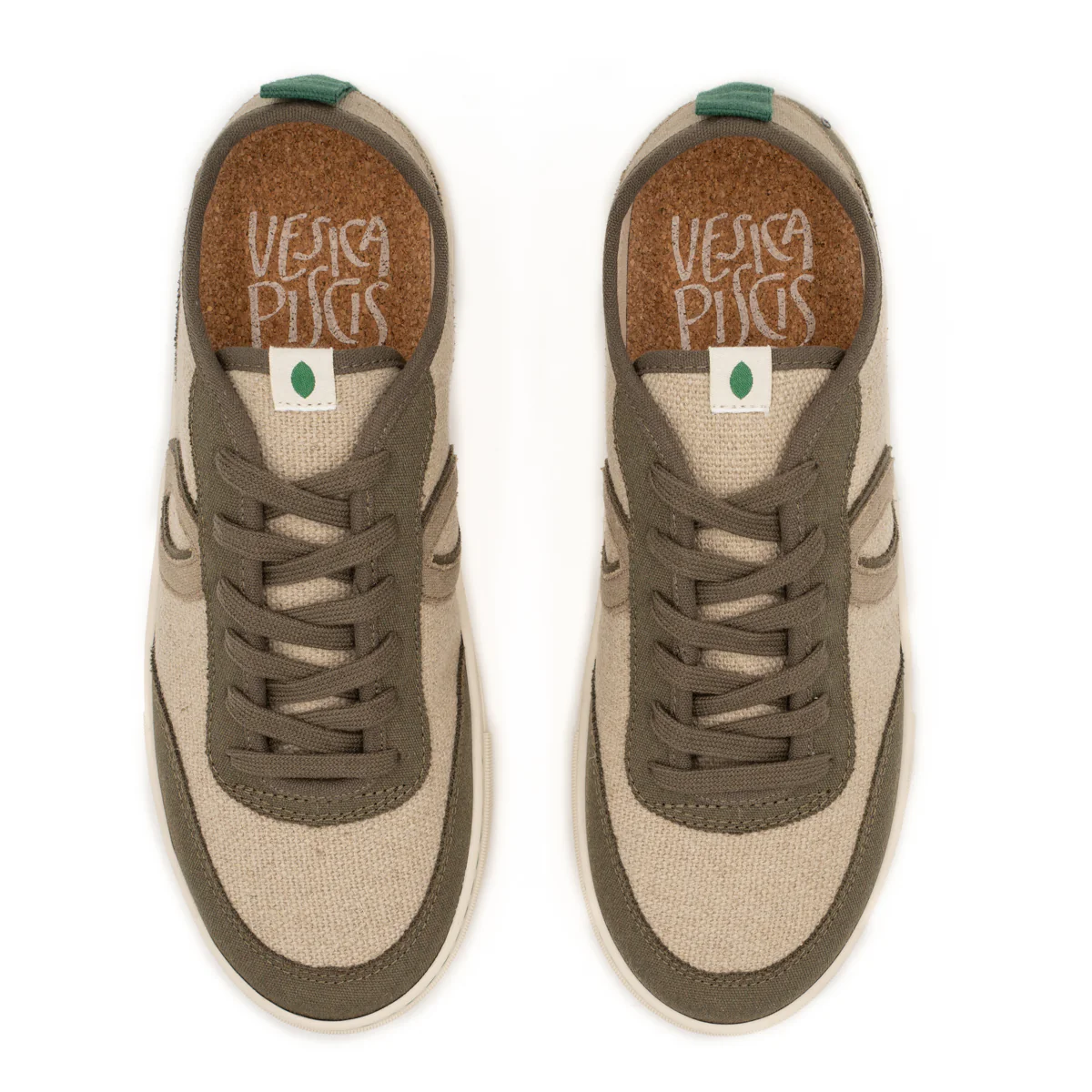 Vegan sneaker linen natural-kaki BRI020 - Image 3