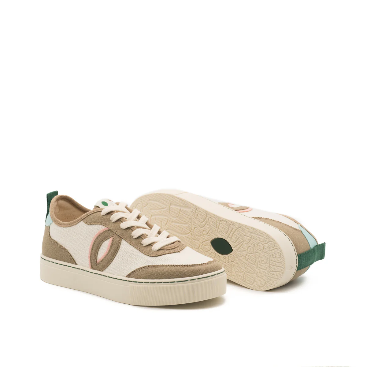 Vegan sneaker linen white-taupe BRI025 - Image 3
