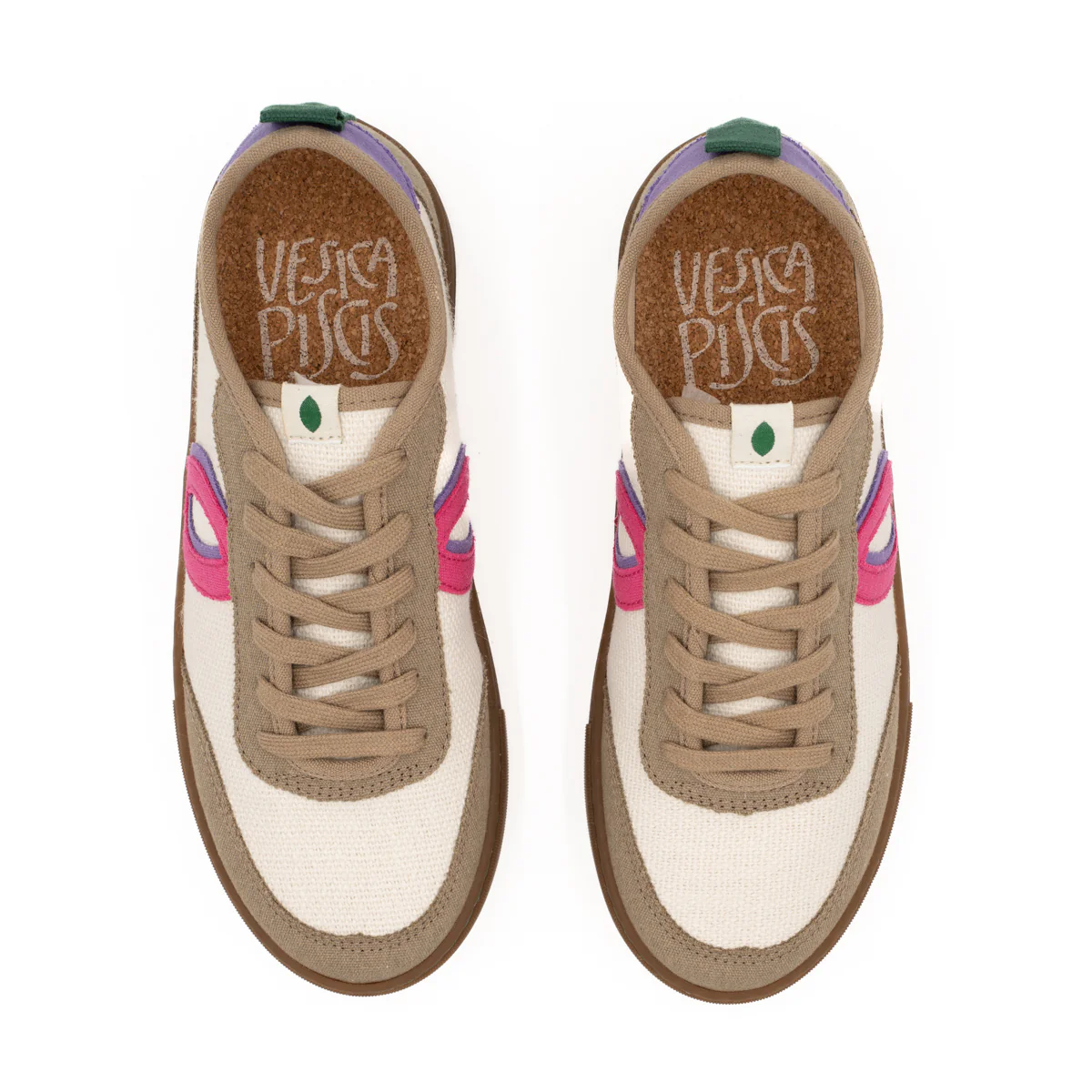 Vegan sneaker linen white-taupe BRI026 - Image 3