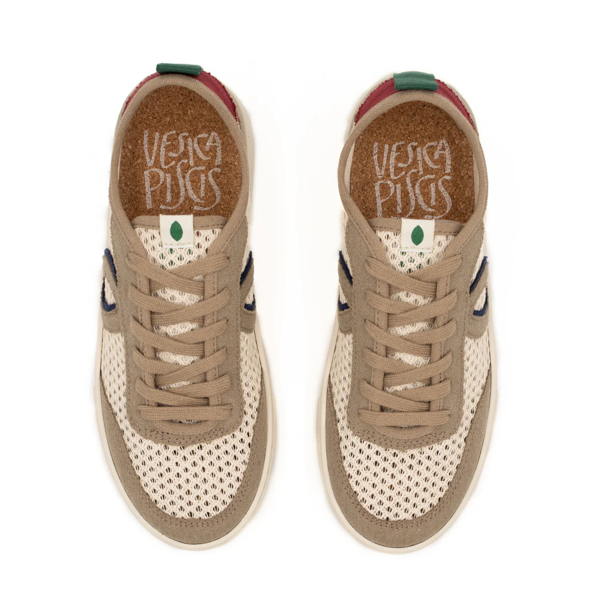 Vegan sneaker mesh off white-taupe BRI013 - Image 3
