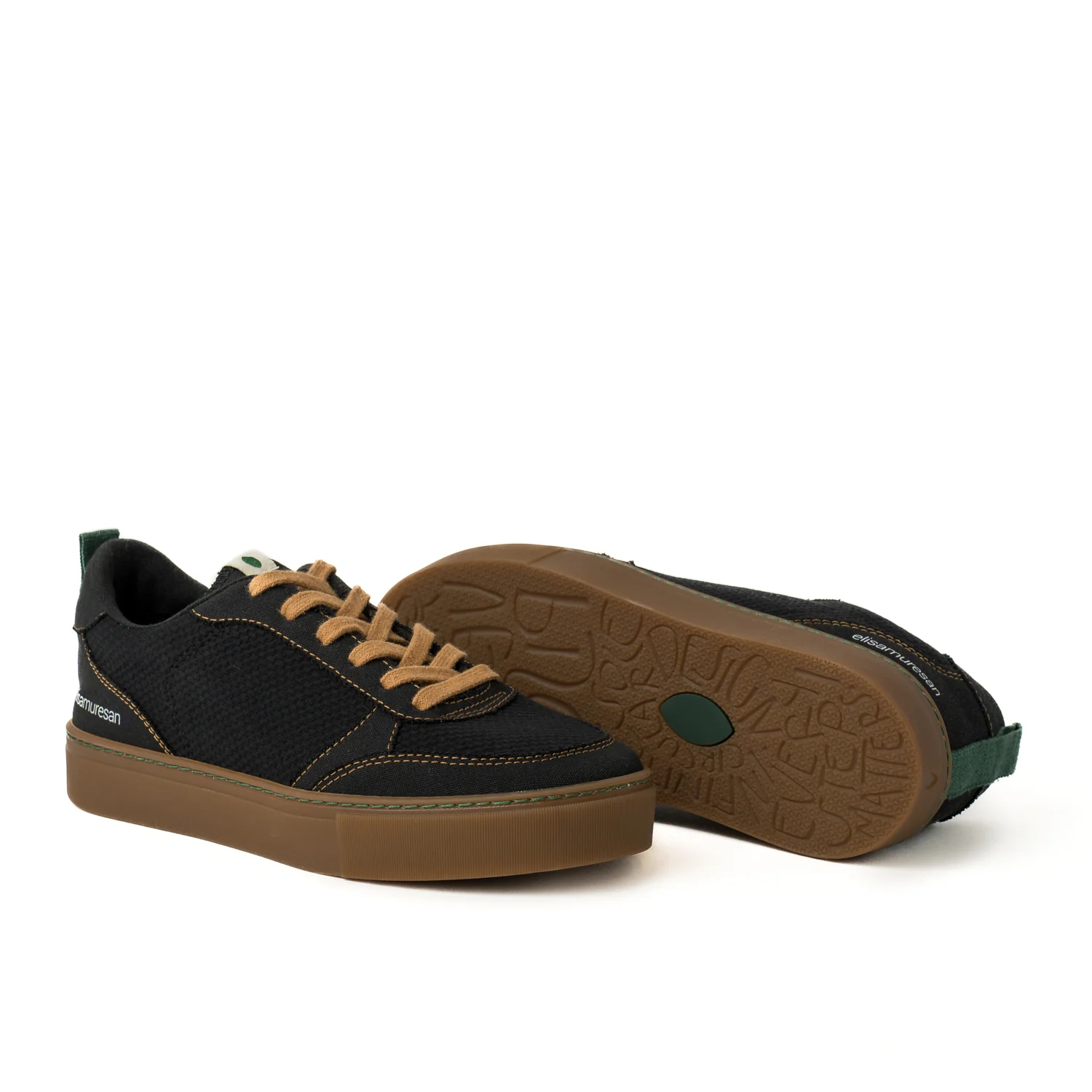 Vegan sneaker Piti black-camel SON044 - Image 3