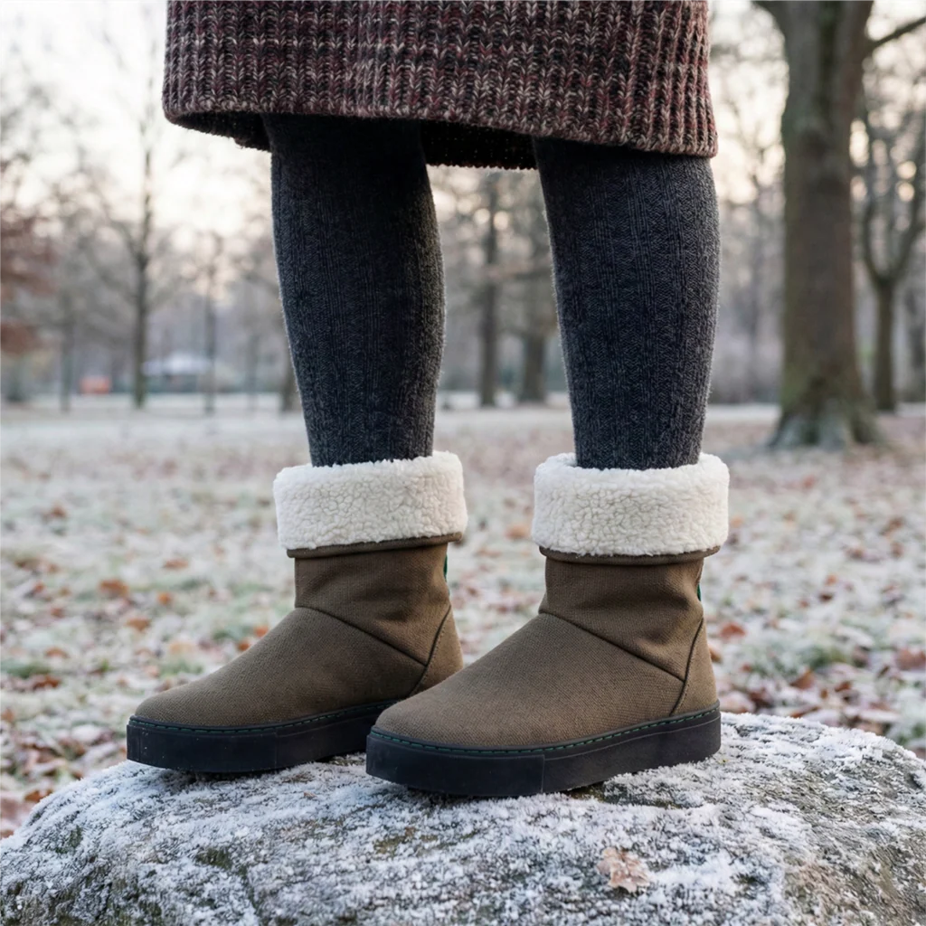 Vegan winter bootie khaki JID009 - Image 2