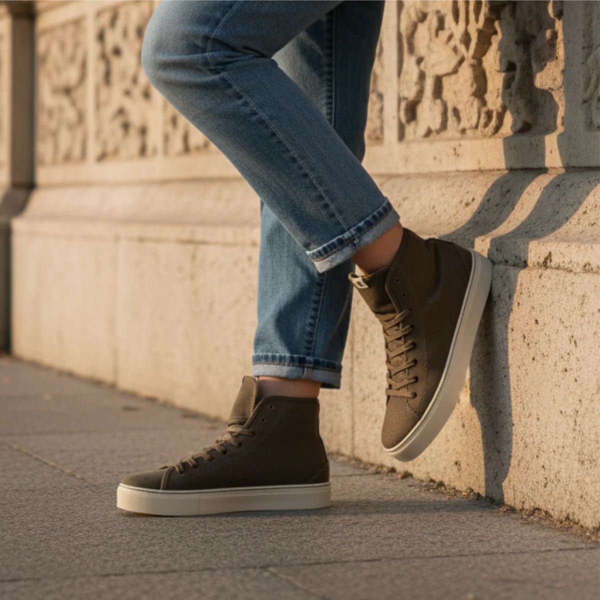 Vegan winter bootie khaki PLA004 - Image 2