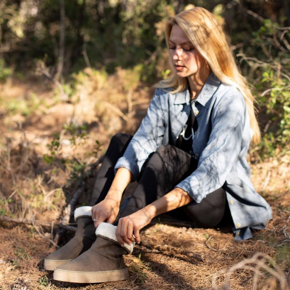 Vegan winter bootie khaki JOY002 - Image 5